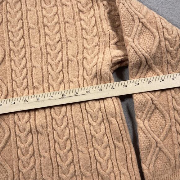 Elfric Eden Sweater‎ Mens Medium Beige Cable Knit Pullover Crewneck Chunky Warm - Picture 5 of 8